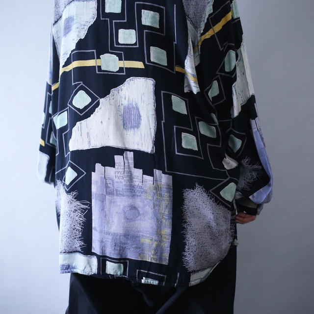 dark art full pattern over silhouette rayon shirt