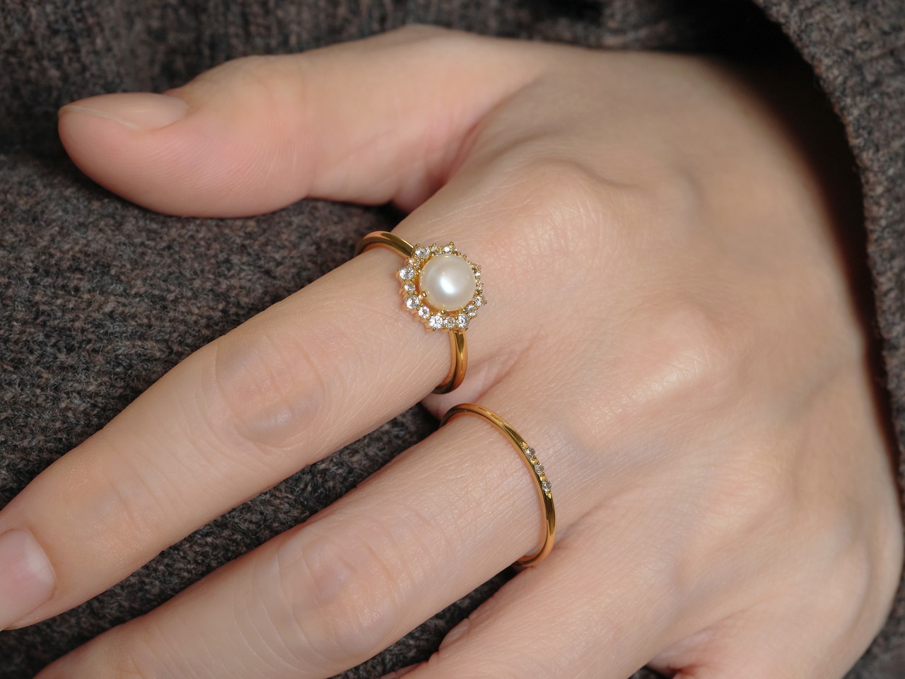 S925 DECORATIVE PEARL RING