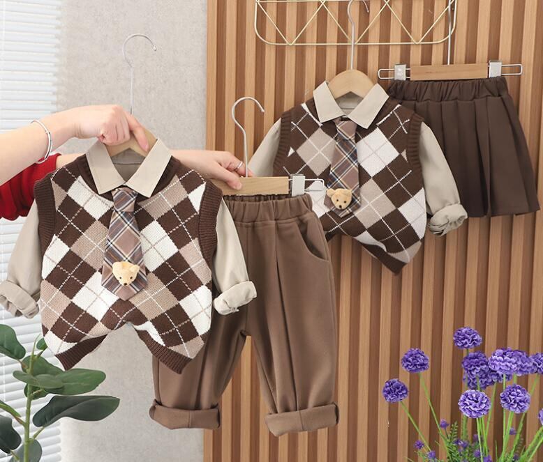 姉妹・兄弟セット販売】制服風コーデ3点セット(スカートまたは 姉妹・兄弟セット販売】制服風コーデ3点セット(スカートまたは