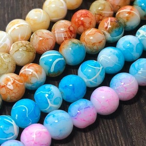 【4個】ミルキーガラスビーズ/スペーサー