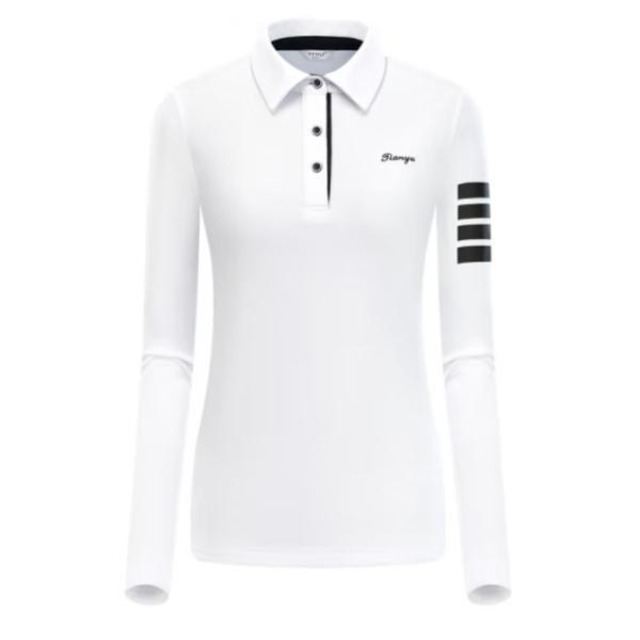 ゴルフウェア スポーツウェア シャツ レディース ガールズ ゴルフ スポーツ 春夏 ポロシャツ 長袖 通気性  Tシャツ スリムフィット カジュアル