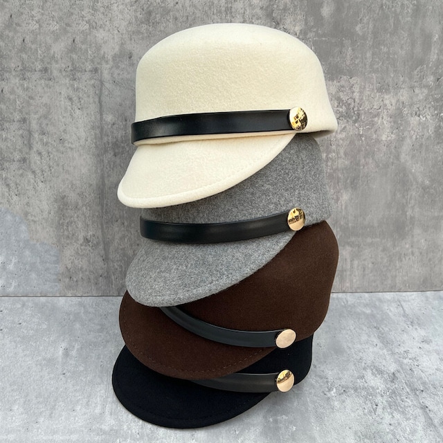 全4色/Leather belt wool cap　M1859