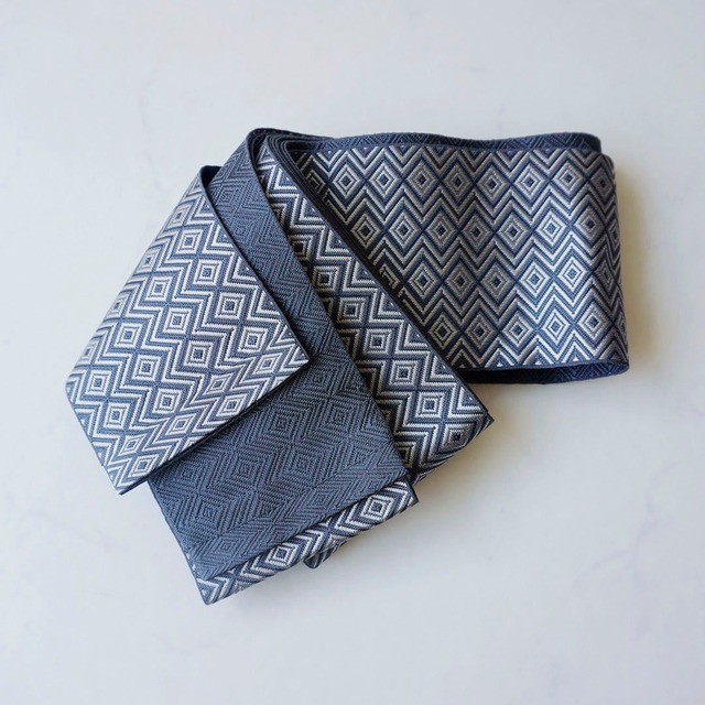 【men's 帯】本場筑前博多　グレー角帯　証あり