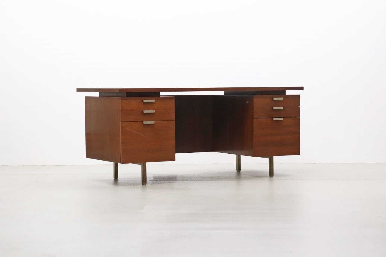 沼津店】 ヴィンテージ チーク材 両袖机 デスク PC 書斎 作業台 レトロ