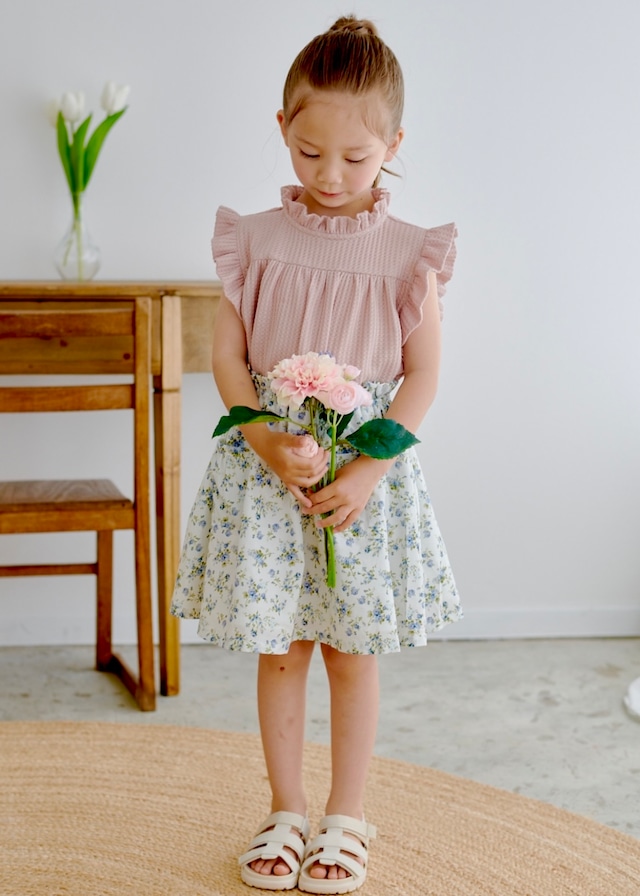 ギャザーフレアスカート〈Blue flower〉