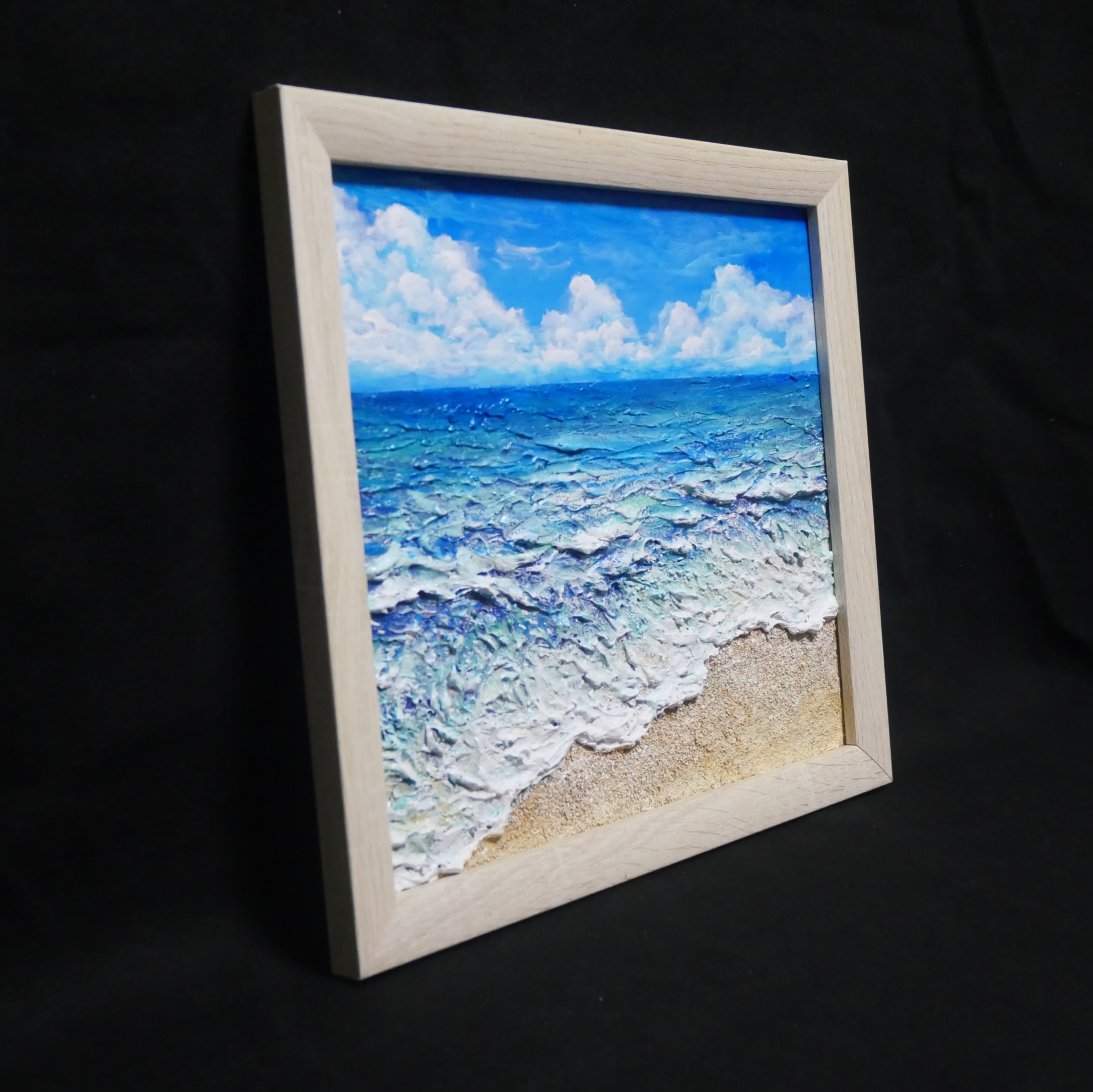 原画】油絵『潮騒の記憶』夏の海の立体アート 額装込み | HIROSHI1990