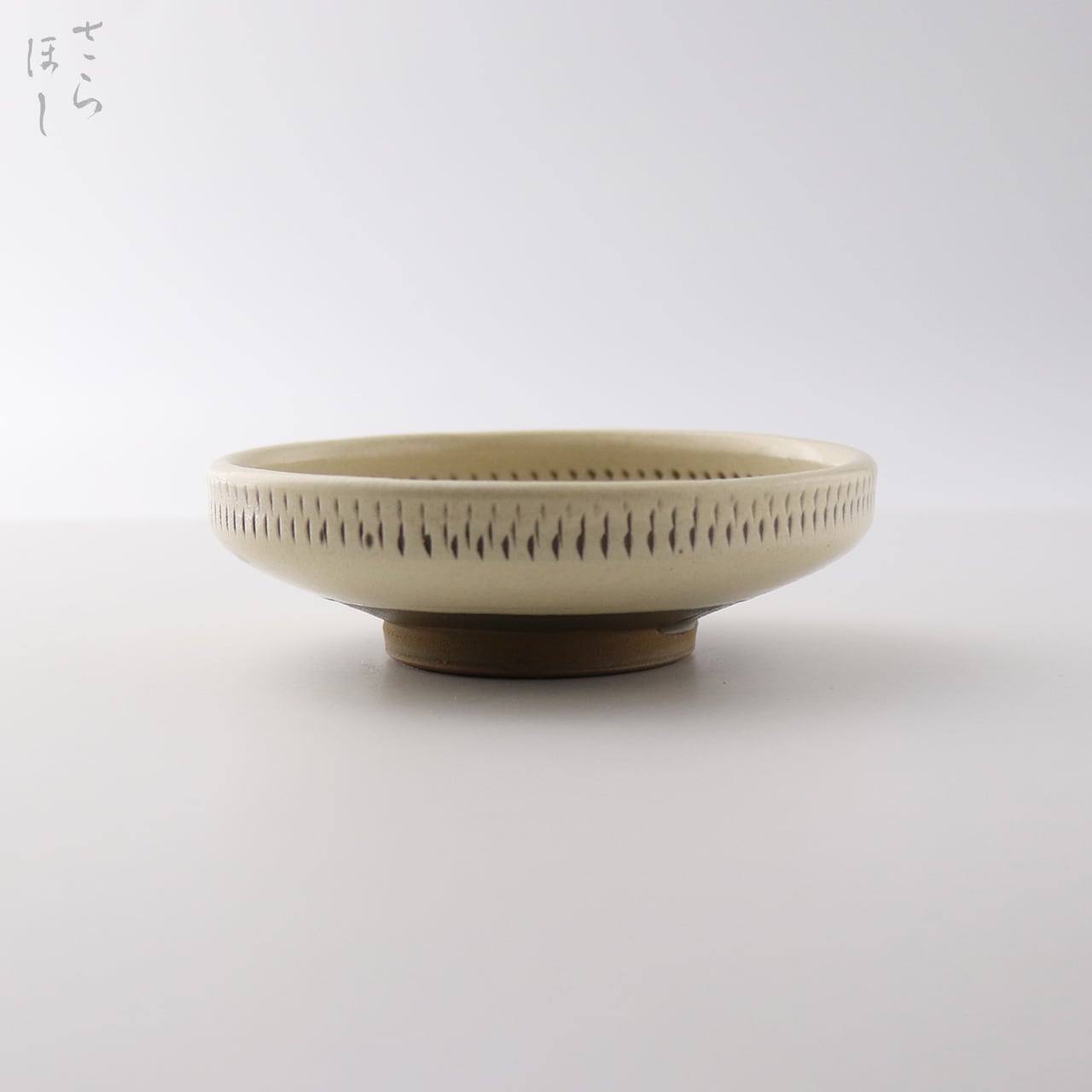 小鹿田焼 小袋窯 4寸切立皿 内外飛びかんな 白 直径約12cm 陶器 和食器