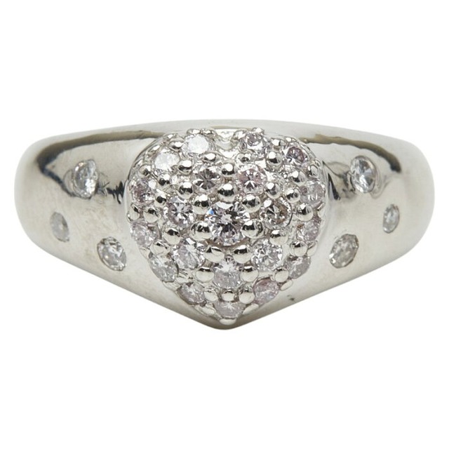 Pt900 プラチナ ダイヤ0.35ct ハートモチーフ リング 指輪 レディース 5.5号 【中古】