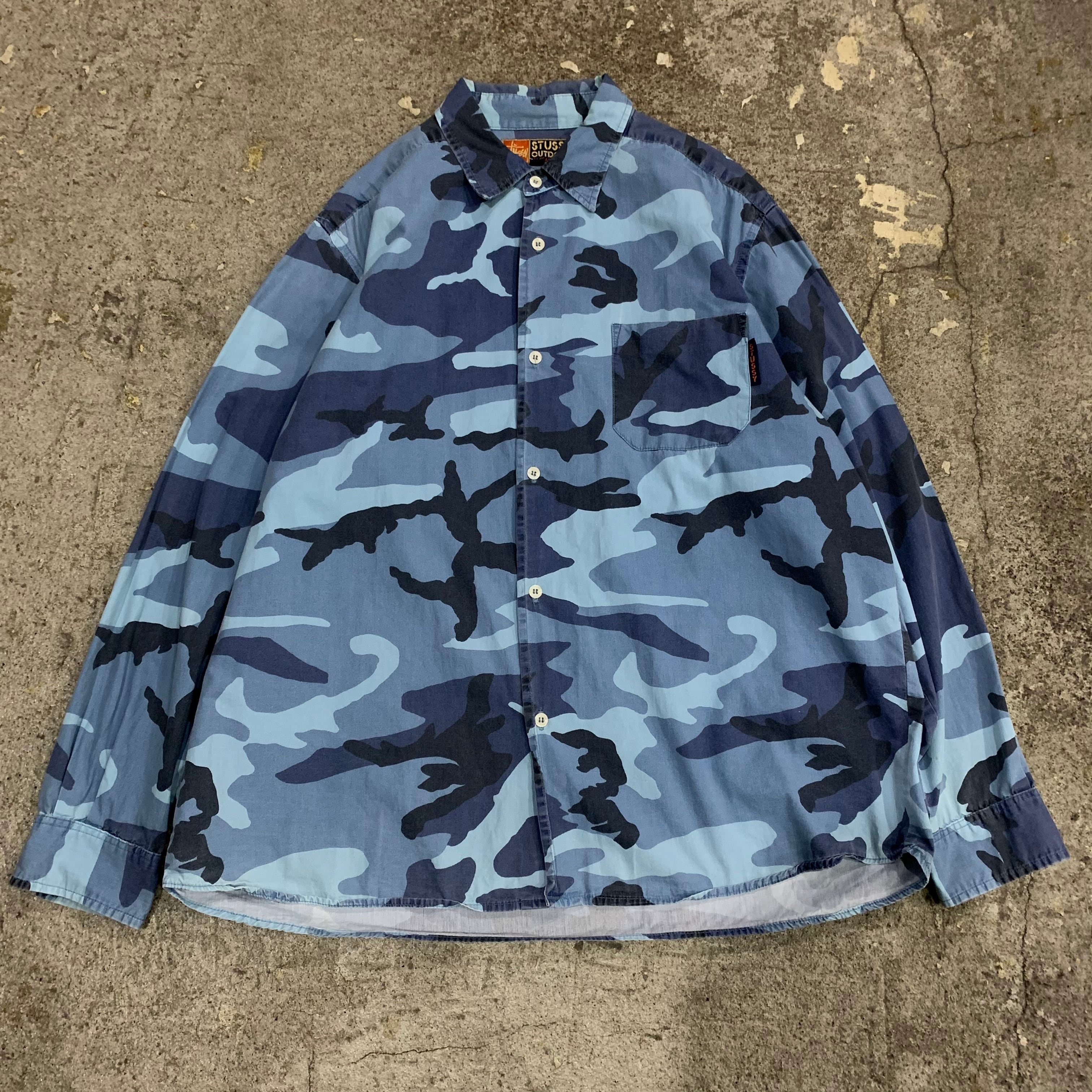 90s old stussy outdoor L/S camouflage pattern shirt | What