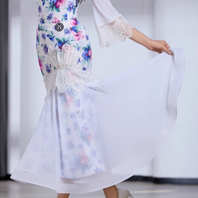 フローラル ティアードレース シースルー スカート 2col　D00464