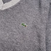 90s LACOSTE ラコステ Vネック ワンポイント刺繍 コットン ニット セーター 2/グレー系 メンズ