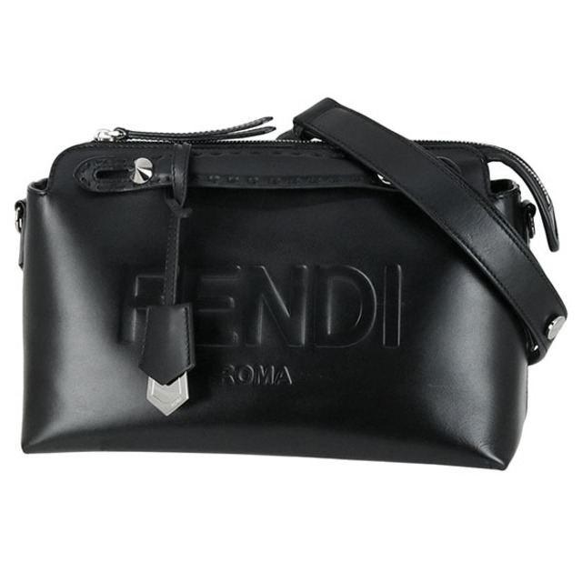Used FENDI フェンディ バイザウェイ ミディアム ブラック エンボスロゴ カーフレザー ハンドバッグ ショルダーバッグ 2WAY 本革 イタリア製 8BL146 中古美品