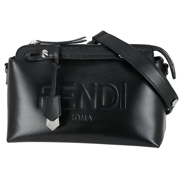 Used FENDI フェンディ バイザウェイ ミディアム ブラック エンボスロゴ カーフレザー ハンドバッグ ショルダーバッグ 2WAY 本革 イタリア製 8BL146 中古美品