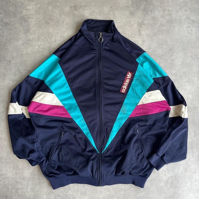 アディダス トラックジャケット 80s 古着 XL 紺 緑 紫 白 16803
