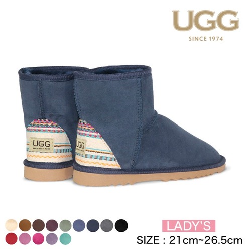 [UGG 1974] クラシックミニ アズテック ホワイト ムートンブーツ