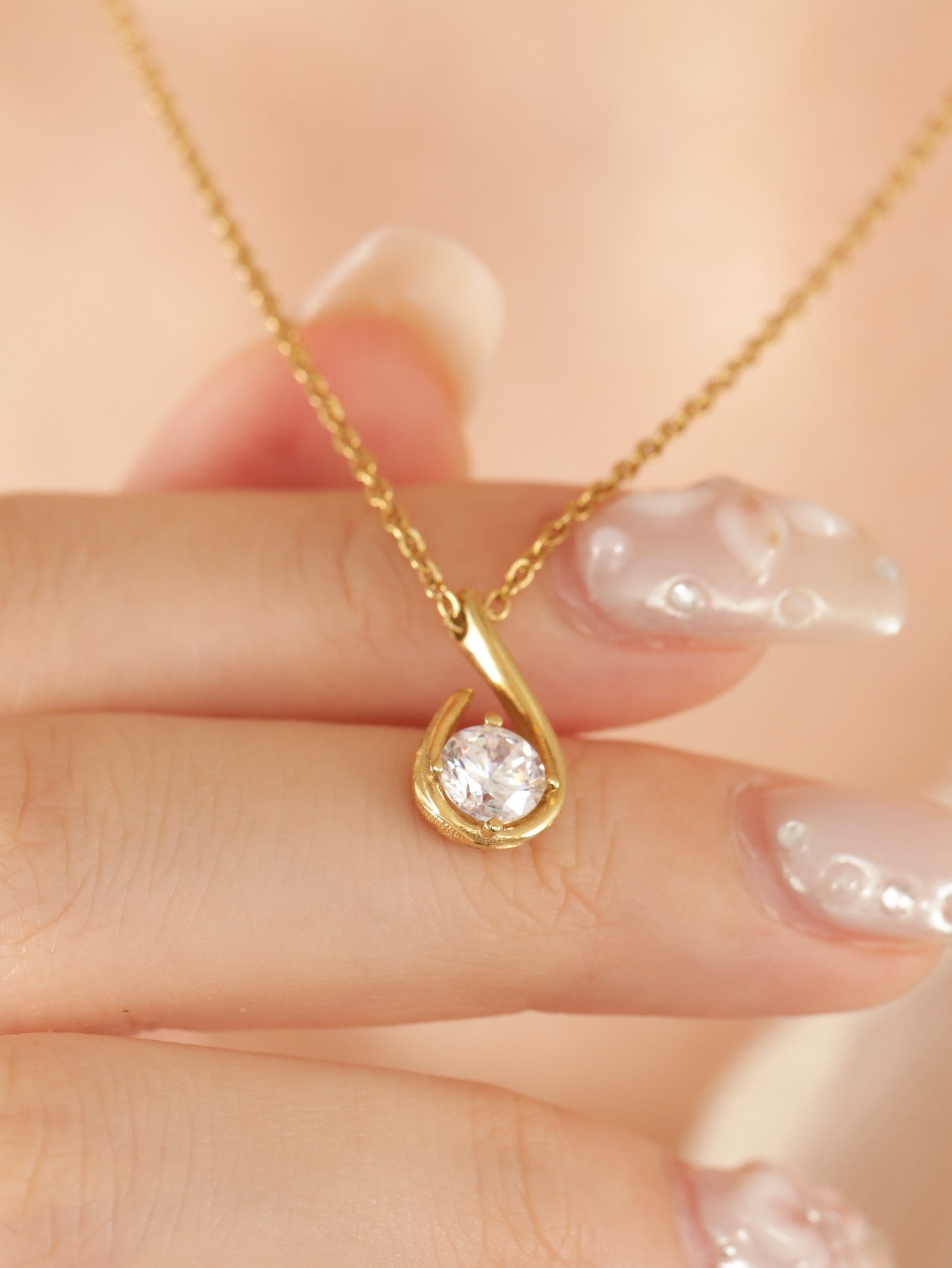 316L hawaiian zirconia drop necklace #n68