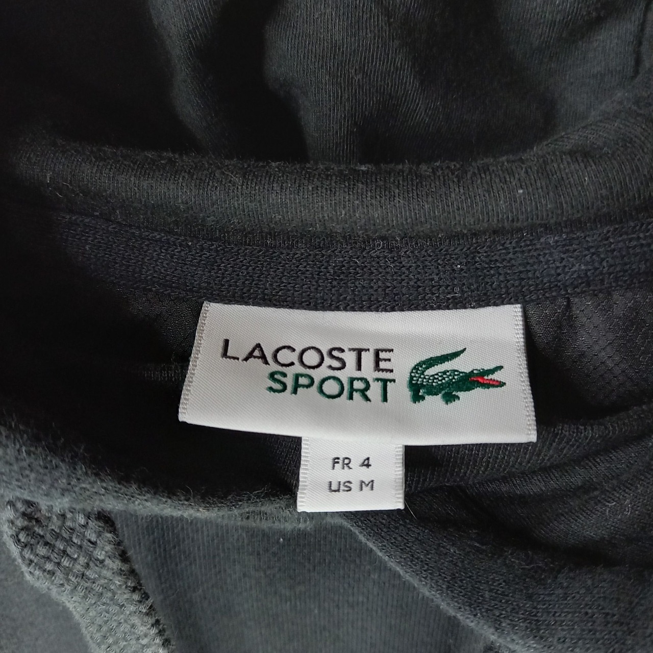ラコステ　プルオーバーフーディー　パーカー　刺繍ロゴ　ブラック　ユーロ古着