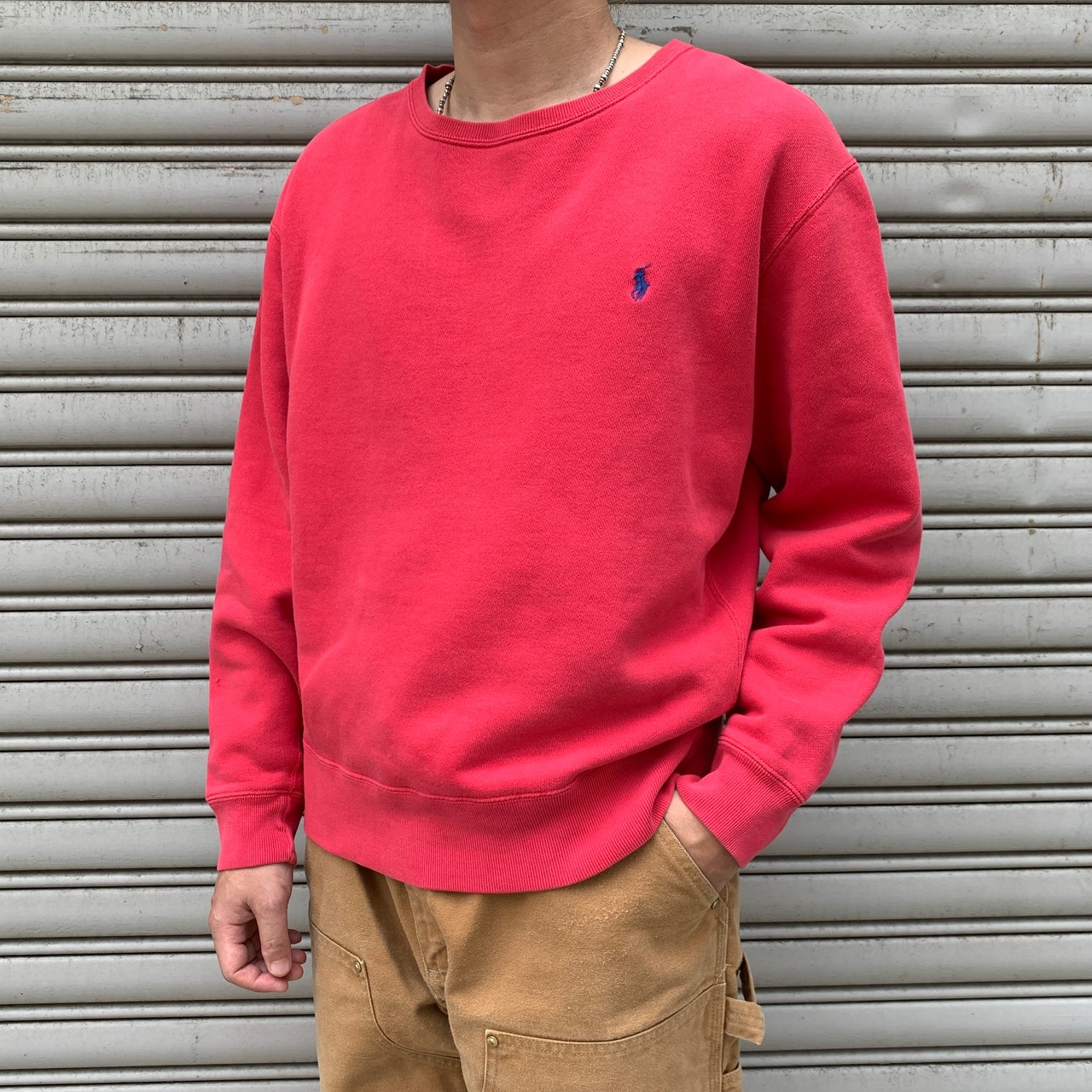 90s ラルフローレン ワンポイントロゴスウェット ポニーマーク ピンク M