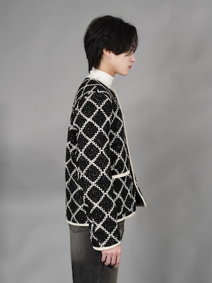 【ALUDE SELECT】 diamond pattern lame tweed jacket