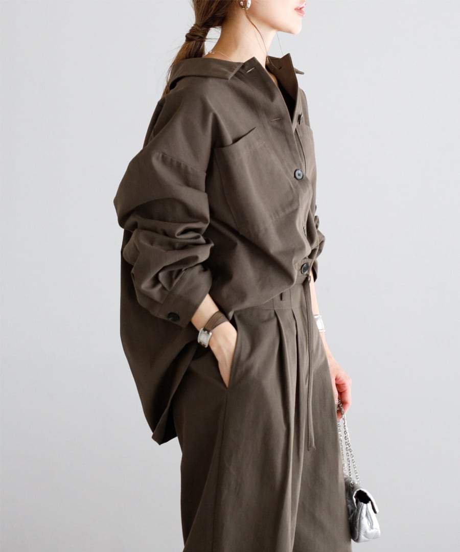 襟付きツイルジャケット【a-50481】.