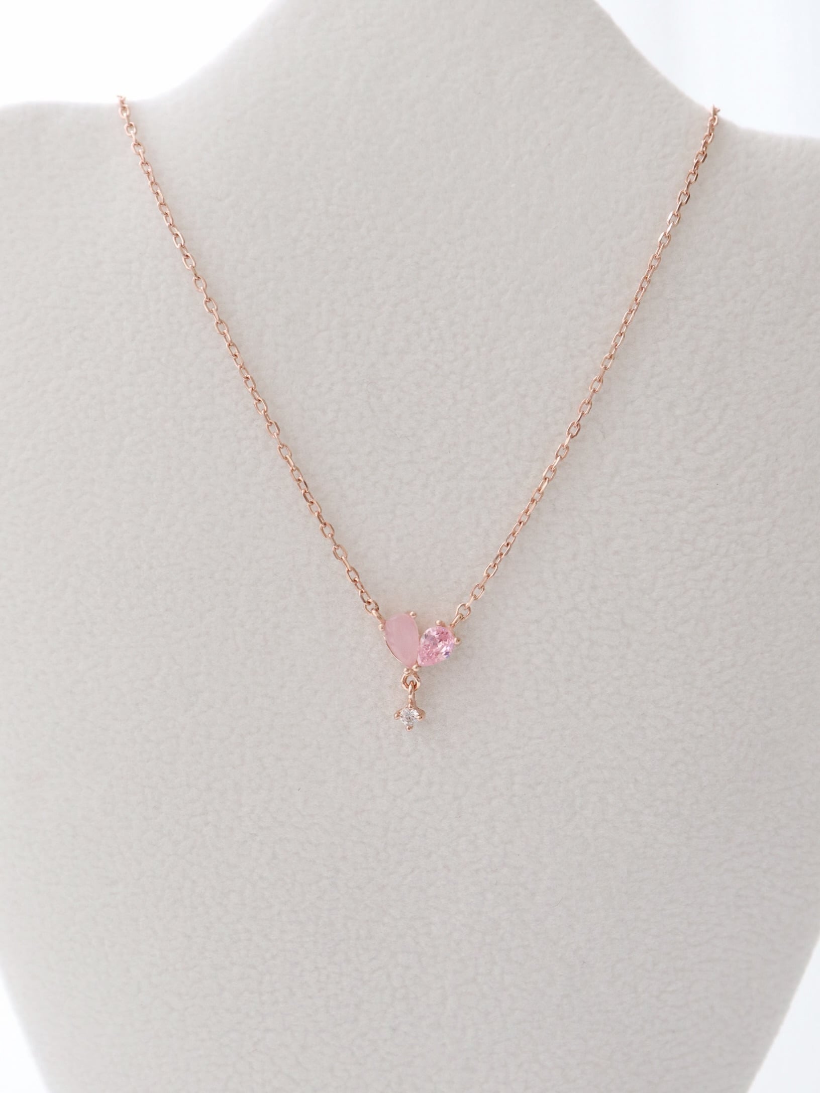 WEB限定 silver925 twinカラーネックレス【ピンク／レッド】 | Rarupaputi