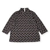 Leilian レリアン 総柄 ハイネック 7分袖 シャツ カットソー 15+/マルチ 大きいサイズ レディース