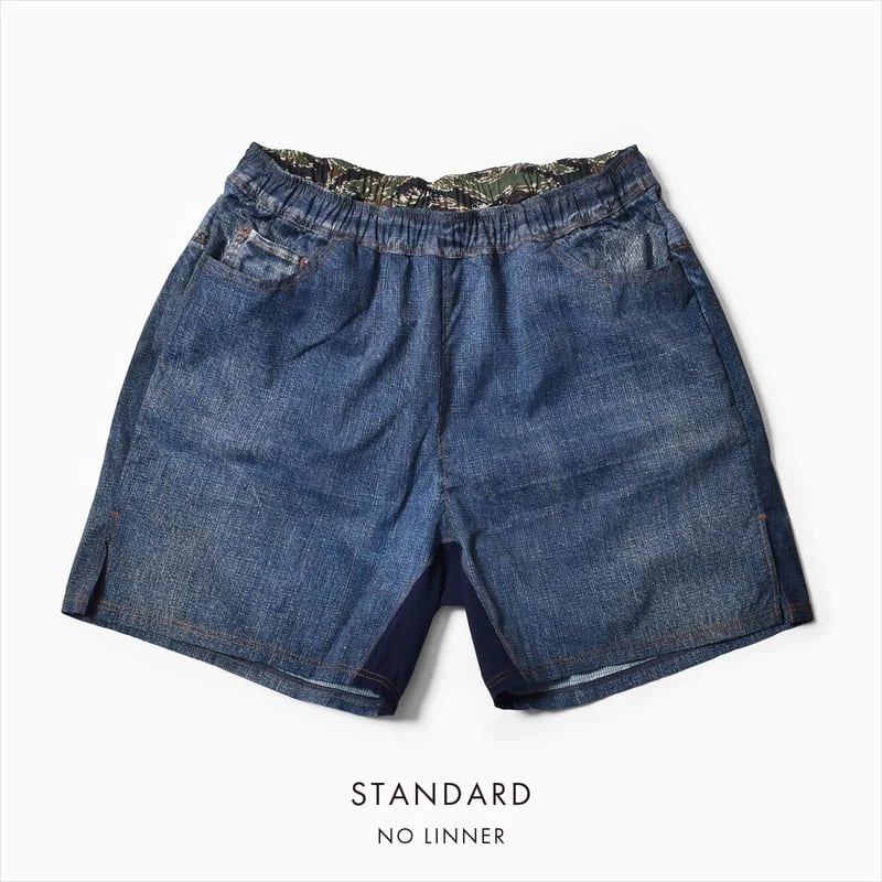 MMA(マウンテンマーシャルアーツ) MMA Denim-print Run Shorts Standard (Denim60) メンズレディースランニングショーツ