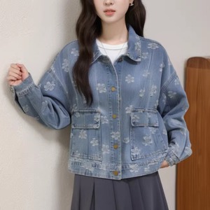 フラワー刺繍デニムブルゾン ・75835