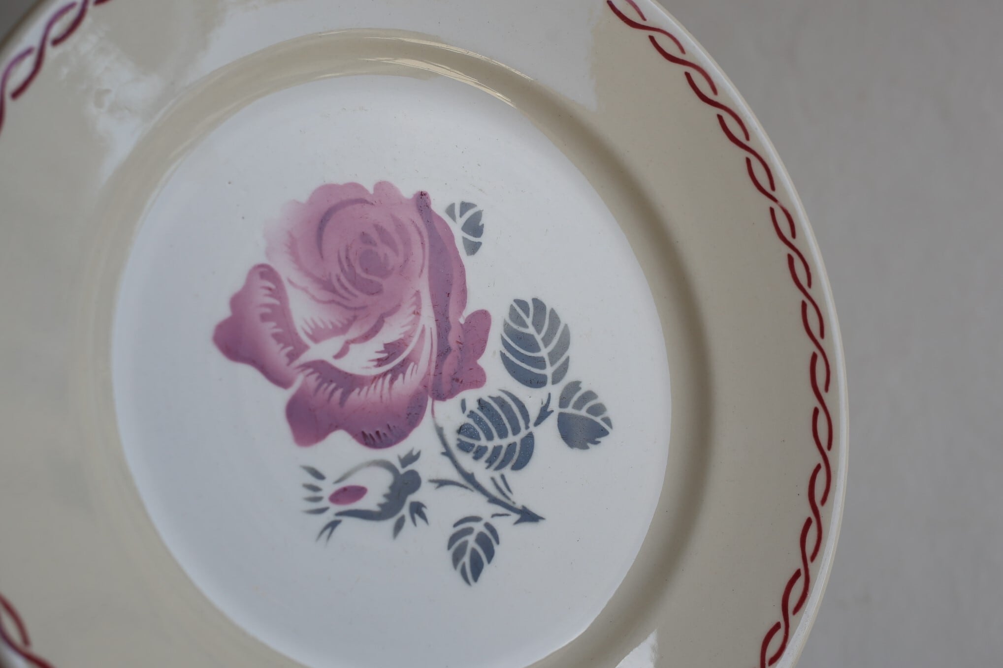 フランス 1920年 BADONVILLER(バドンヴィレー) 薔薇 陶器皿 C