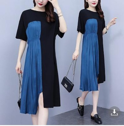 大きいサイズ レディース ワンピース　ブルー　春夏 秋 新品 半袖