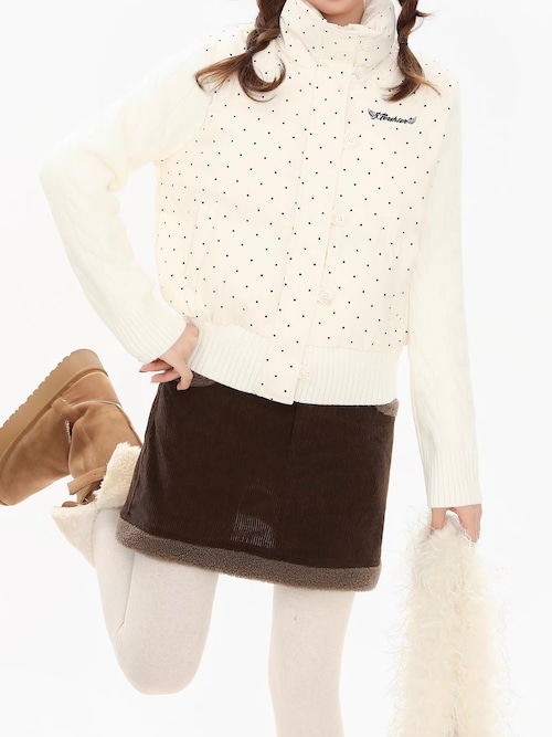 ドット切替ニットスリーブジャケット.1928