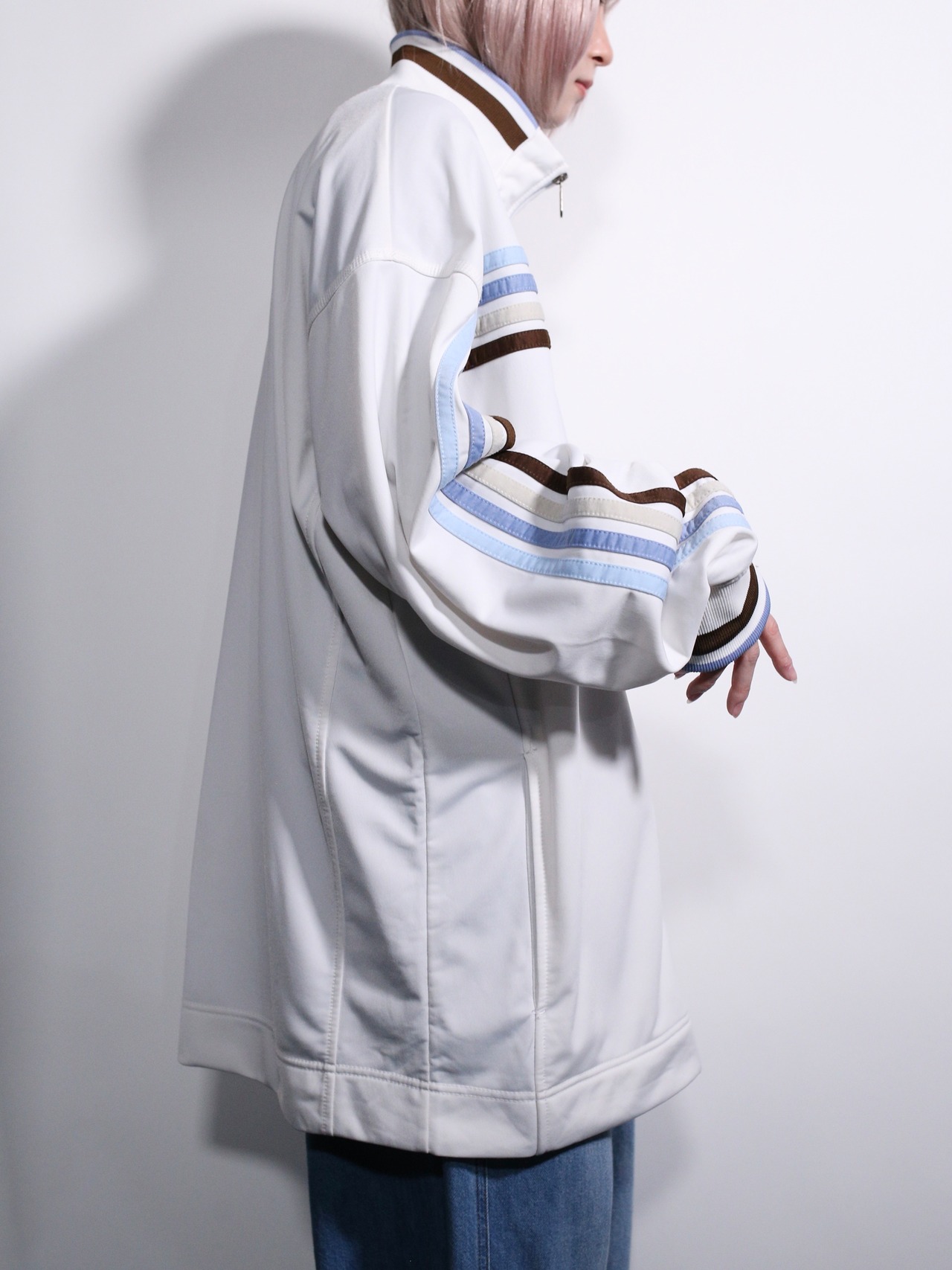 white base 4-line color design over silhouette track jacket - 4