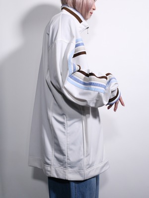 white base 4-line color design over silhouette track jacket