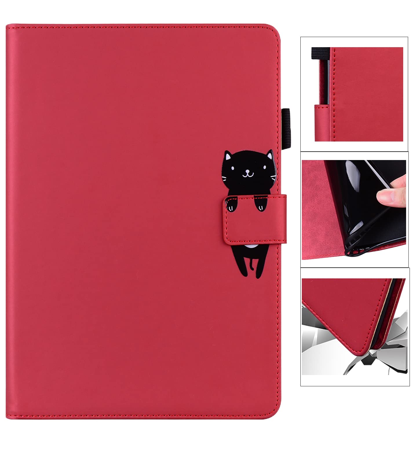 TEDTIKJT iPad Pro 11 ケース 2024/2022/2021/2020/2018 モデル兼用【全5色】 iPad Air 5 2022 ケース スムーズなPU レザー 財布型 耐衝撃 内蔵マグネット スタンド 漫画の人形 iPad Air 第5/4世代 10.9"専用 iPad Pro 11インチ 5世代/ 4世代/ 3世代/ 2世代/ 1世代 対応 -赤