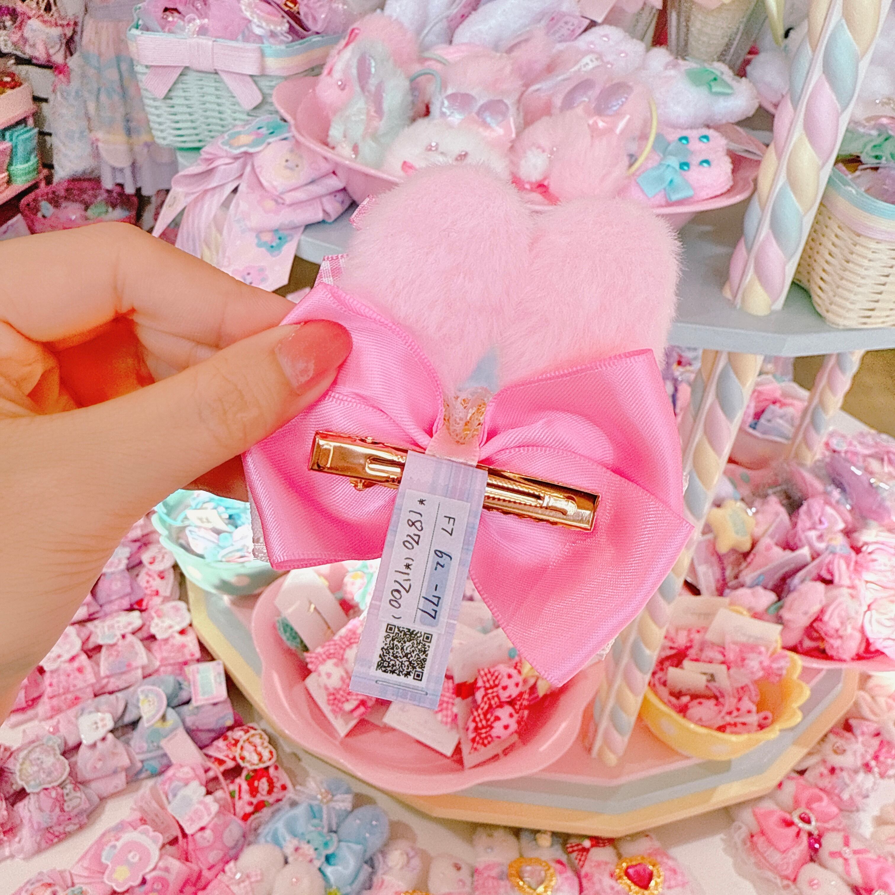 【F7】62-77うさ耳リボンヘアクリップ