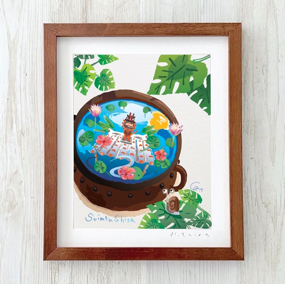 9.イラストフレーム「水面シーサー」（Sサイズ） | shimanoiro