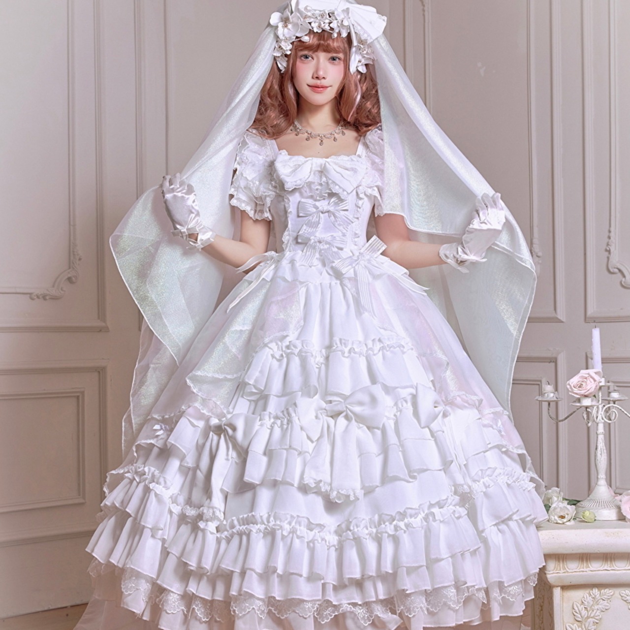 豪華で綺麗なレース チュチュルルベちゃん リボン レースマスク 