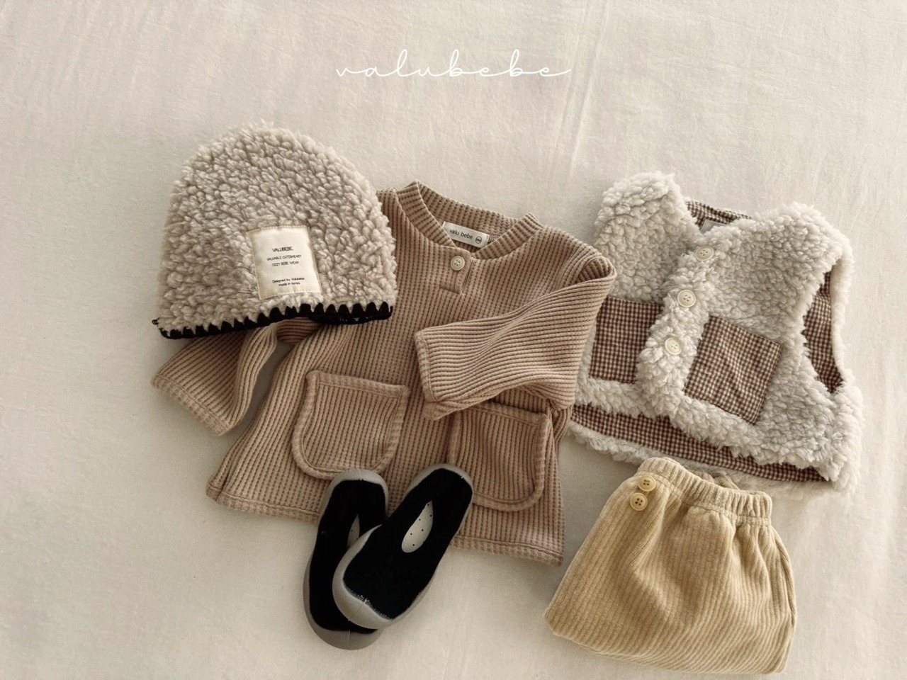【valu bebe】ワッフルポケットカットソー ライトブラウン 70〜110cm  241108 - 9