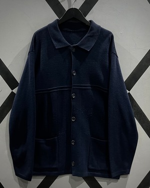 【X VINTAGE】Navy Color Vintage Loose Knit Shirt Jacket