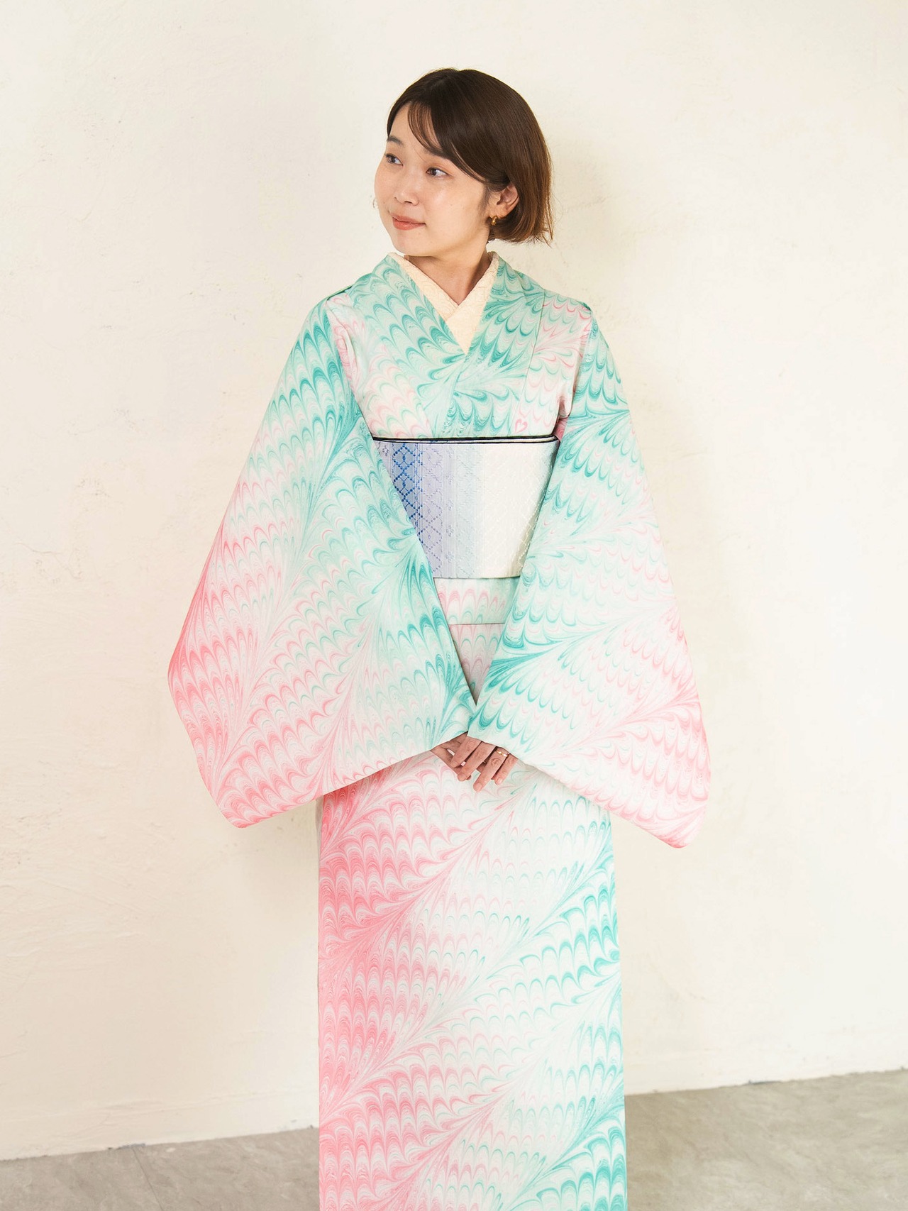 《天色の羽衣》ピーコック崩し柄 セオアルファ着物｜春秋単衣・盛夏対応