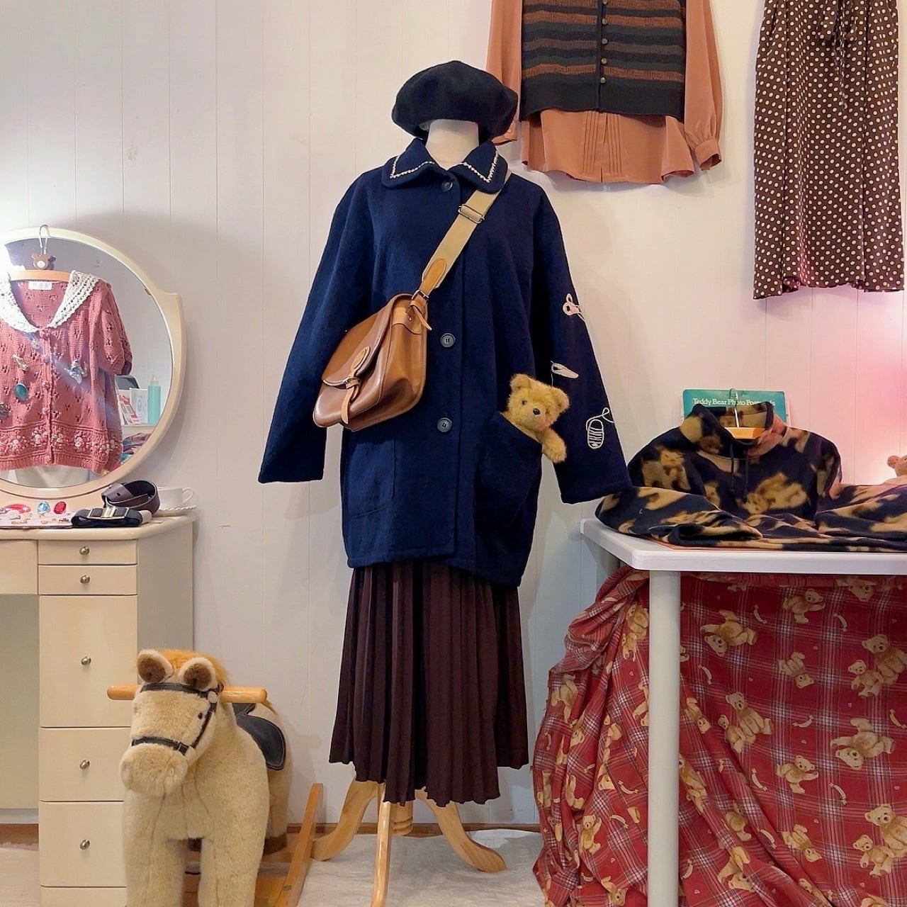 sewing kit embroidery navy coat