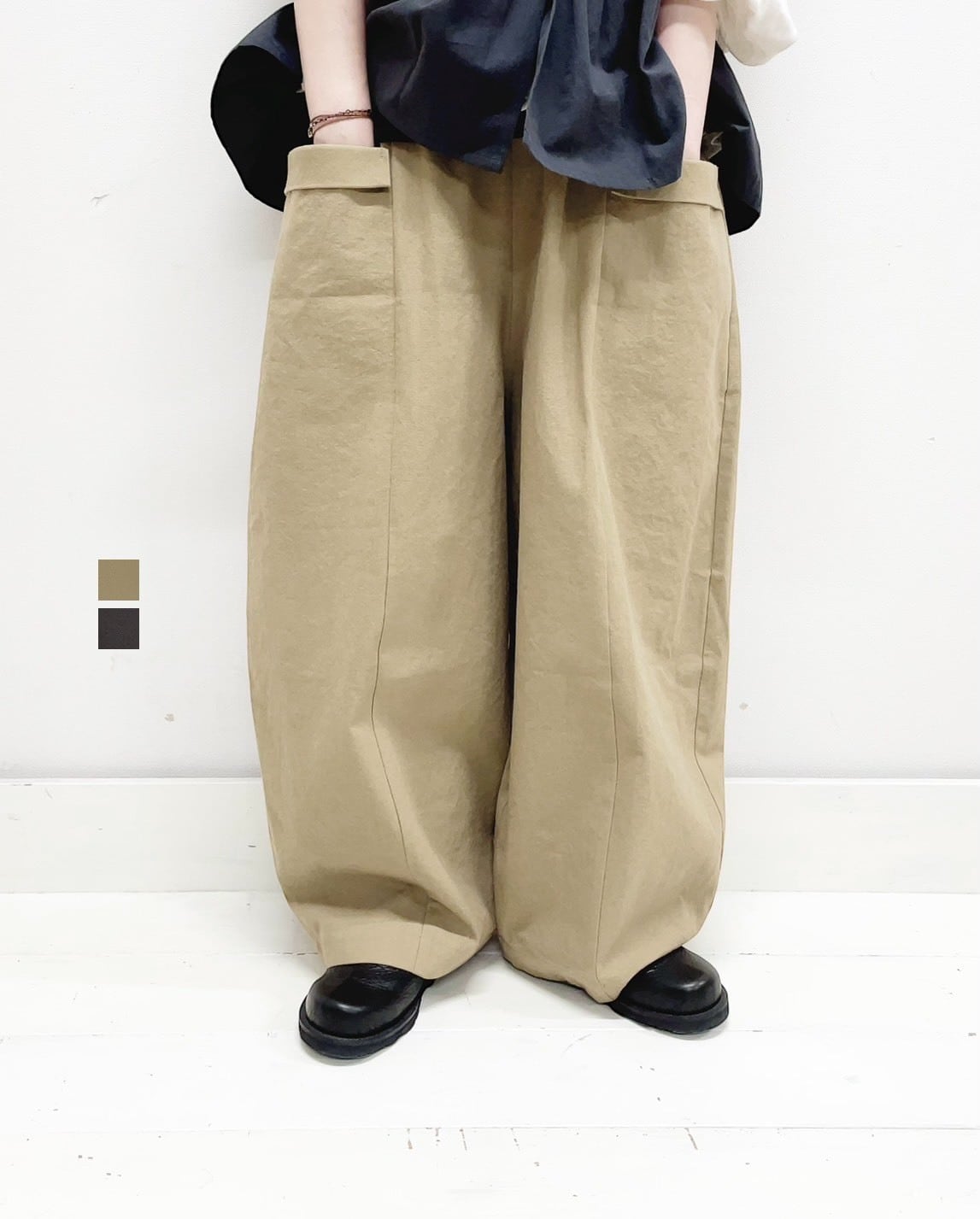 試着のみ イチアンティークス 9分丈 リネン イージーワイドパンツ F 試着のみ イチアンティークス 9分丈 リネン イージーワイド