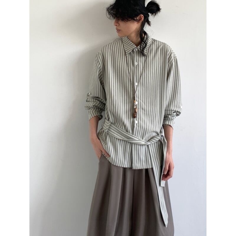 jiwuusストライプユニセックスレトロ長袖シャツ