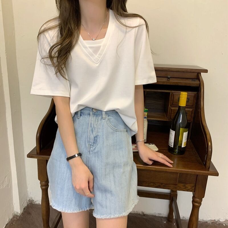 トップス サマーTシャツ 薄手ホワイトルーズ 夏物 1号婦人64826279583