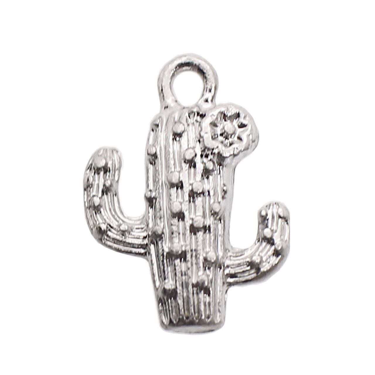 チャーム キーホルダー ペンダントトップ サボテン 植物 10個 16mm