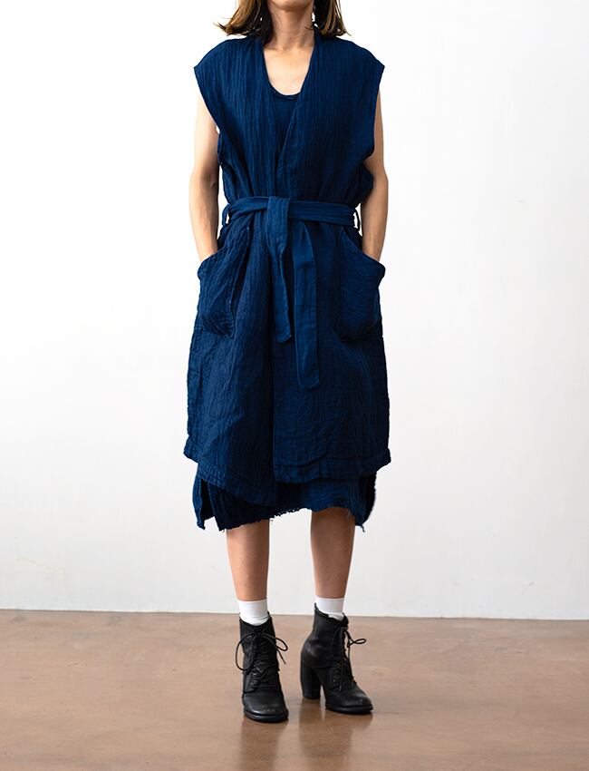 aulico : LINEN VEST / NAVY