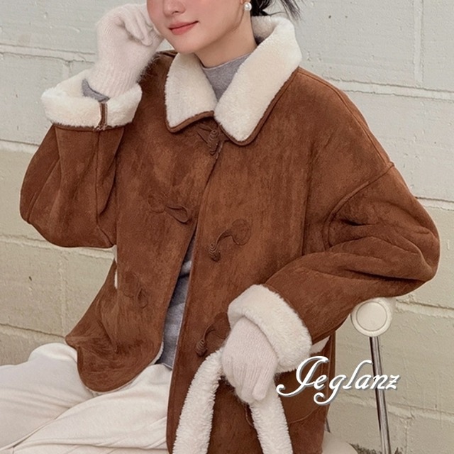 2色 スエード調 ブルゾン ジャケット フェイク インナーボア  ♪（MB180）τ