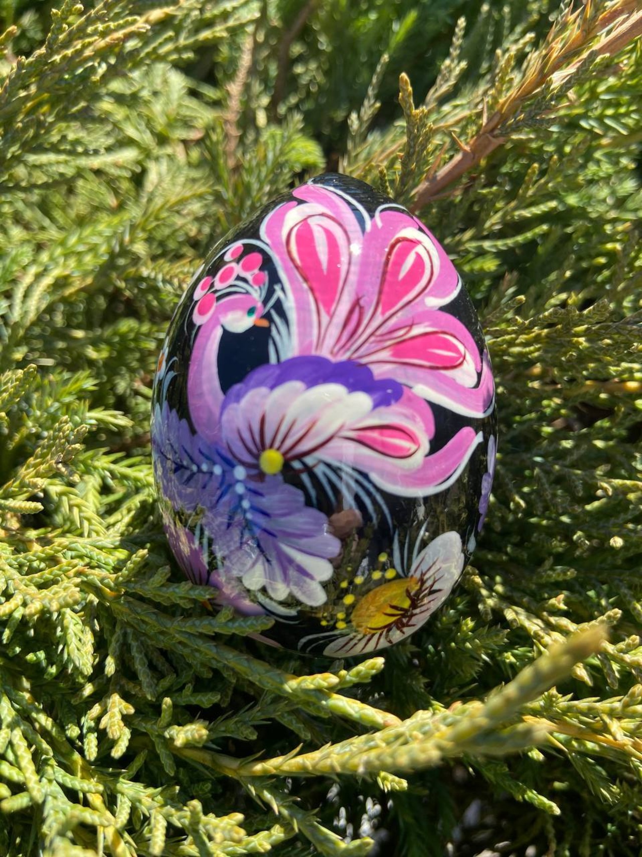 ペトリキウカ塗り　木製イースター・エッグ 7cm　ホメンコ作 - 1