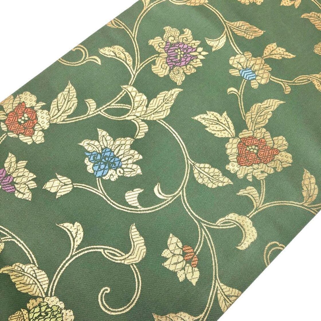 名古屋帯 金彩花唐草模様 島松鼠色 O-3498 | Pay ID 