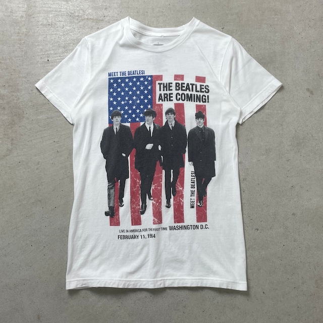 THE BEATLES ビートルズ バンドTシャツ バンT メンズS 古着 フォトプリント リプリント 白色【Tシャツ】/ホワイト